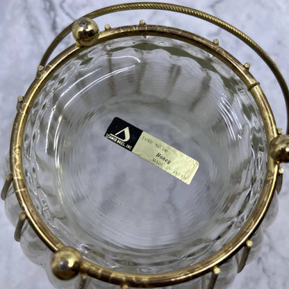 Vintage Schmid Bros Glass Biscuit Jar Wind-up Music Box Tune 190 Honey 5x7.5 TC4