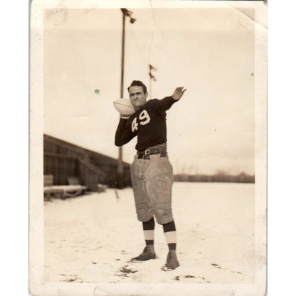 Original Early Photograph Football Player Posing #49 3.5x4.5 AD8-P15