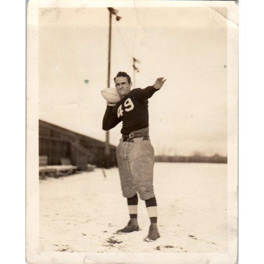 Original Early Photograph Football Player Posing #49 3.5x4.5 AD8-P15