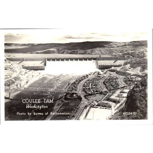 Antique Postcard RPPC Aerial View At Grand Coulee Dam Washington TD9
