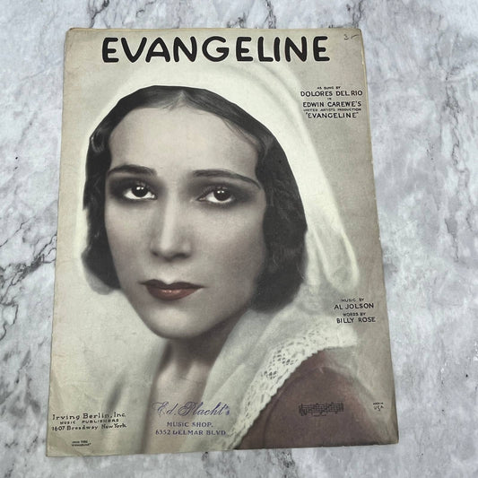 Evangeline Dolores Del Rio Al Jolson Billy Rose 1929 Sheet Music TK2-SM4