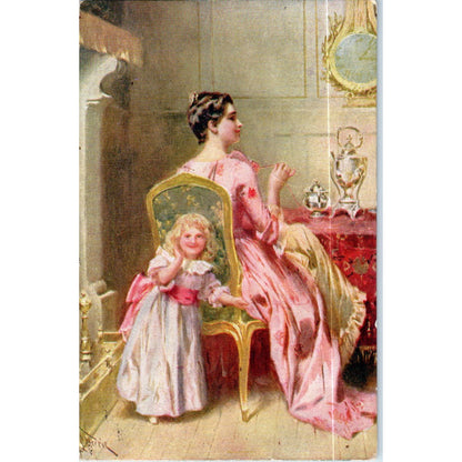 1908 Victorian Mother and Daughter Original Postcard TK1-P18