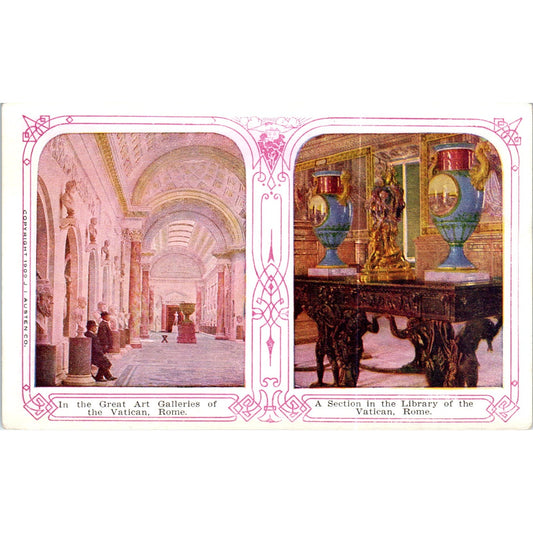 Art Galleries, Library Vatican Rome 1909 Original Postcard P2-8