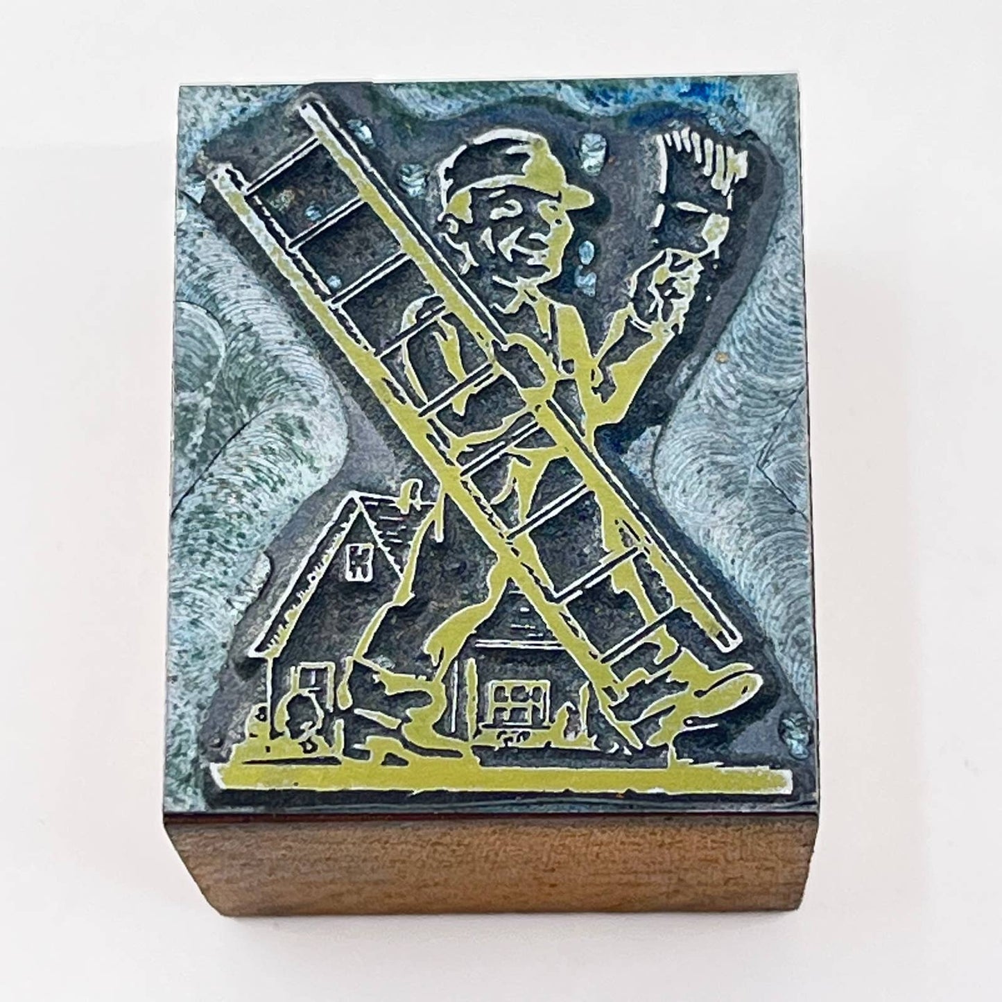 1928 Masonic Figural Trade Worker Stamp Typeset Print Block SC7-45