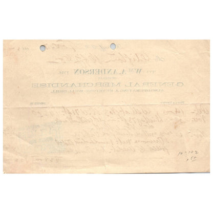 1905 Wm A. Anderson General Merchandise Letterhead Billhead Woodruff SC AD1