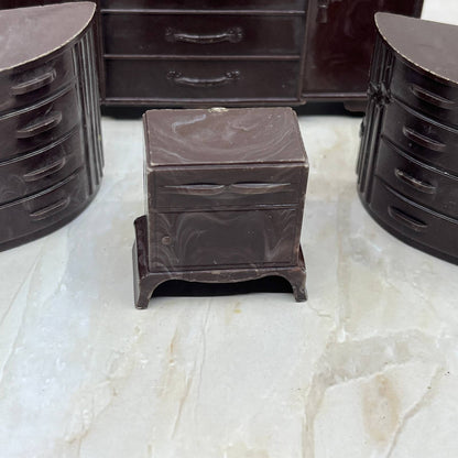 Plasco Brown Dresser Vanity Nightstand Doll House Furniture 4 Piece Lot TC5