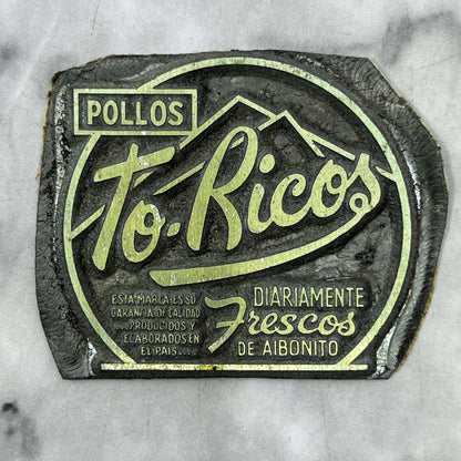 Vintage Printing Letterpress Printers Block Plate Pollos to Ricos TJ59