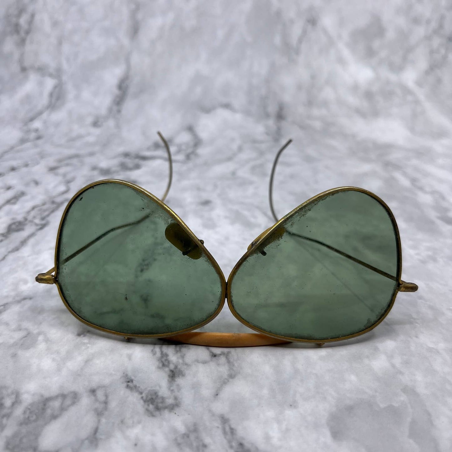 Vintage Brass Aviator Eyeglasses Frames With Celluloid Bridge Cable Arm SE9