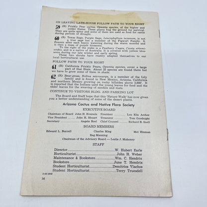 1962 Self Conducted Nature Walk Botanical Garden AZ Barnes Butte Papago Park L4-6