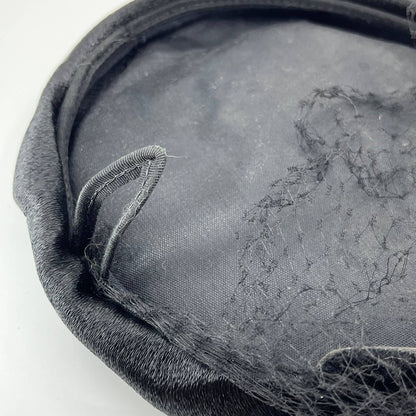 Vintage 1940s Black Clip In Pillbox Hat with Veil and Velvet Bow HB1