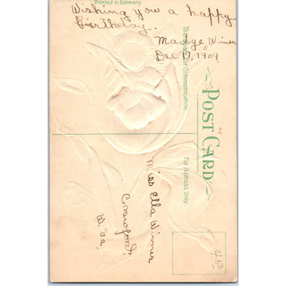 Fairy Angel Face in Flower With Heart Embossed 1909 Original Postcard TK1-27
