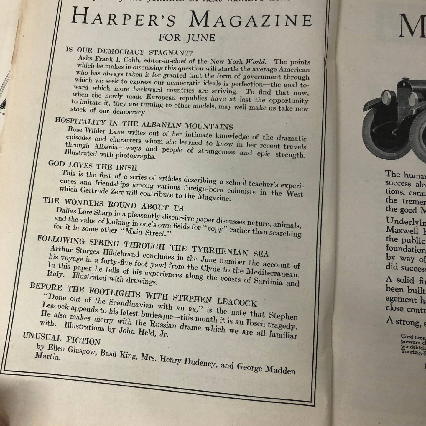 Harper's Magazine -May 1923 Katherine Fullerton Gerould Stephen Leacock Many Ads