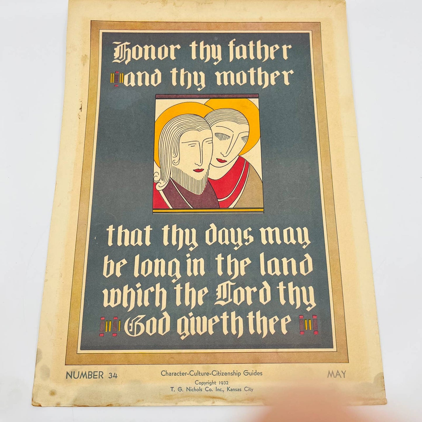 1932 Honor Thy Father and Mother Character Culture Citizenship Guides Poster #34