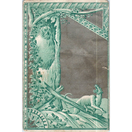 1880s Dinner Menu Card Owl Bobcat Gilt TK1-P19