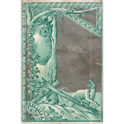1880s Dinner Menu Card Owl Bobcat Gilt P2-4