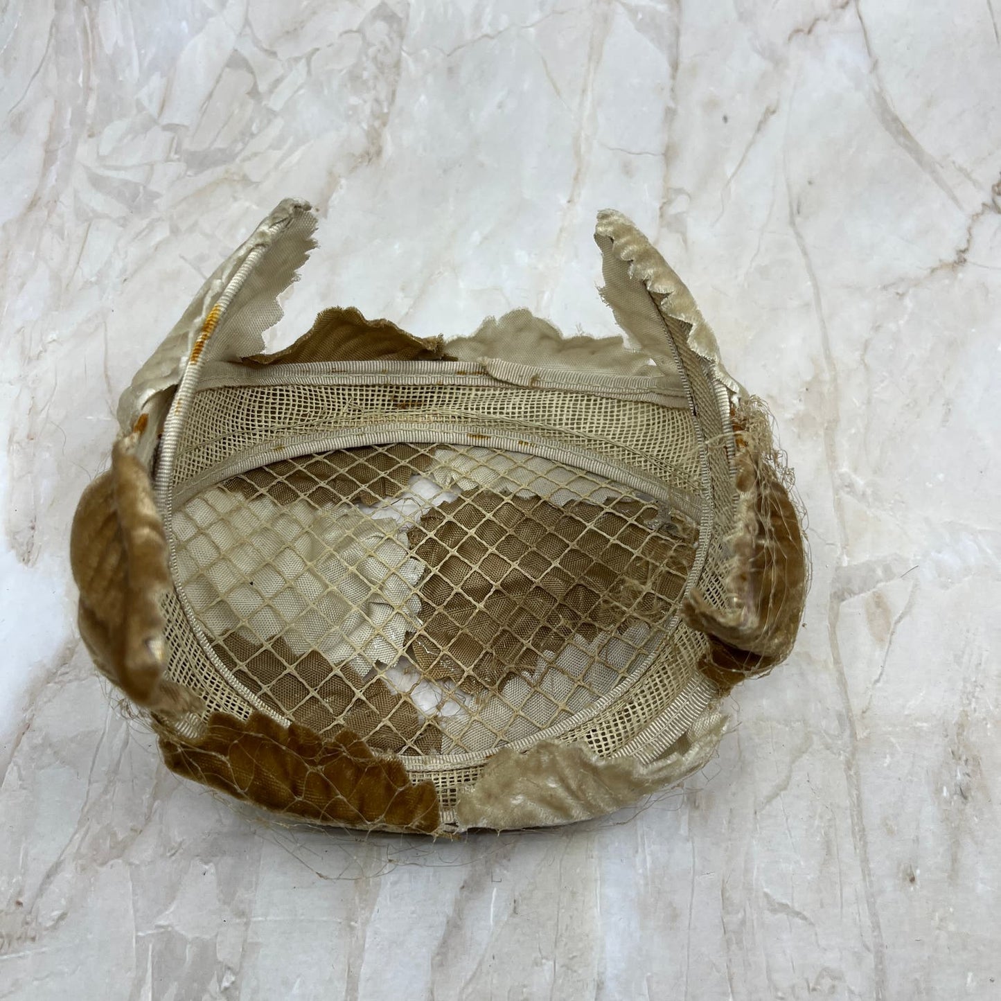 Vintage Brown Suede Leaf Casque 1950’s Juliet Halfhat Ladies Hat HB1