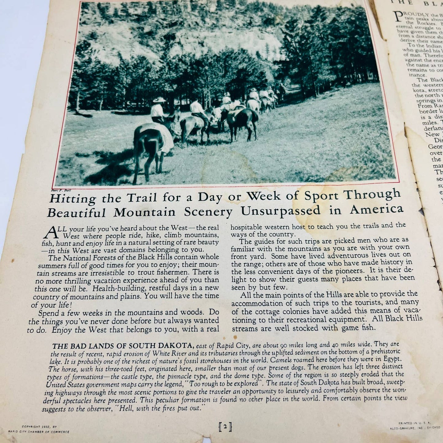 1932 Black Hills South Dakota Tourist Guide Book Large Size 30 Pages Color FL2