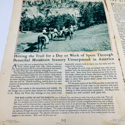 1932 Black Hills South Dakota Tourist Guide Book Large Size 30 Pages Color FL2