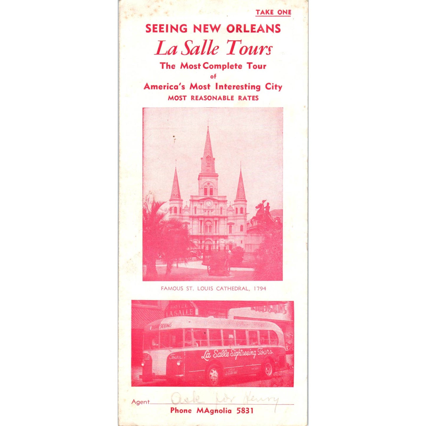 1950s Seeing New Orleans La Salle Tours Sightseeing Fold Out Travel Brochure SE3-4