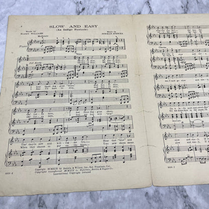 Slow and Easy Harry Williams Norman Spencer 1919 Sheet Music TK2-SM3