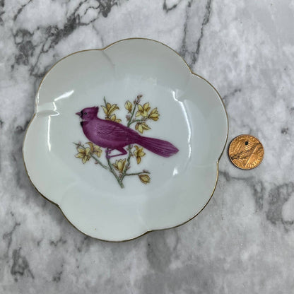 Vintage Porcelain Cardinal Scalloped Plate Tray Japan Doll Tea Party 4” TJ5