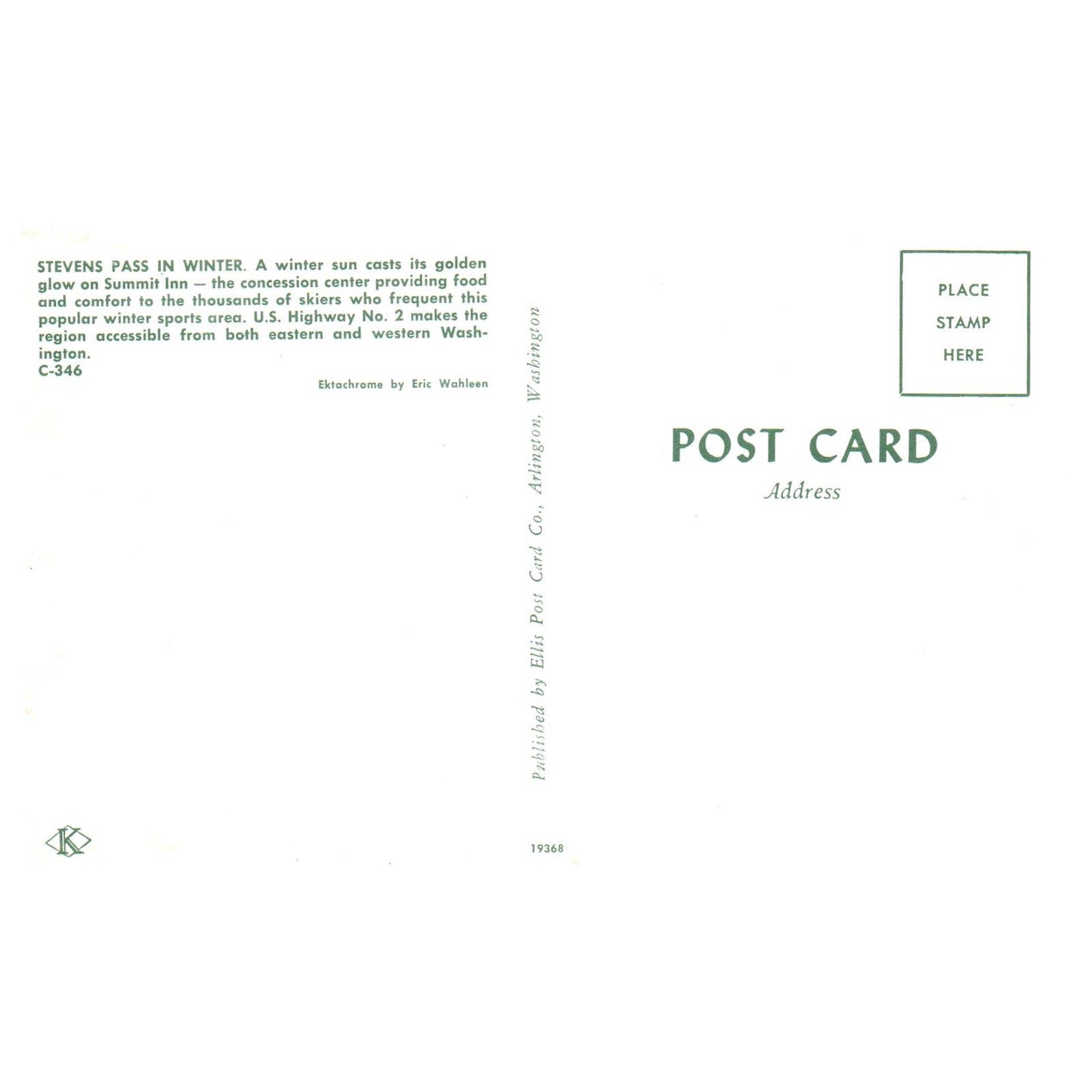 Vintage Postcard - Stevens Pass in Winter Summit Inn Washington AD9