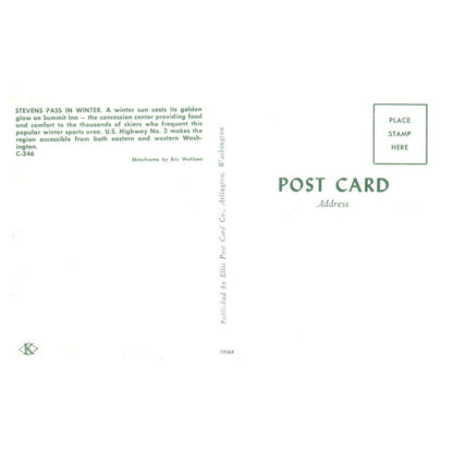 Vintage Postcard - Stevens Pass in Winter Summit Inn Washington AD9