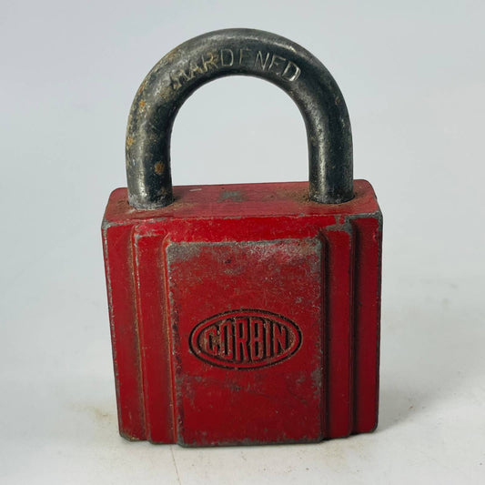 Vintage Art Deco Corbin Red USA Lock Padlock No Key SA8
