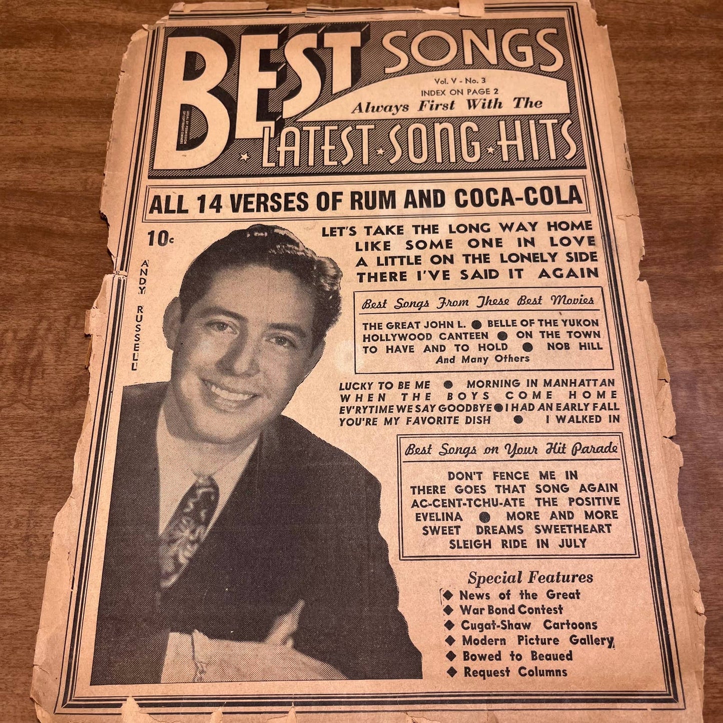 1940s Best Songs Magazine Vol. 5 No. 3 Andy Russell War Bonds Rum & Coca Cola B3