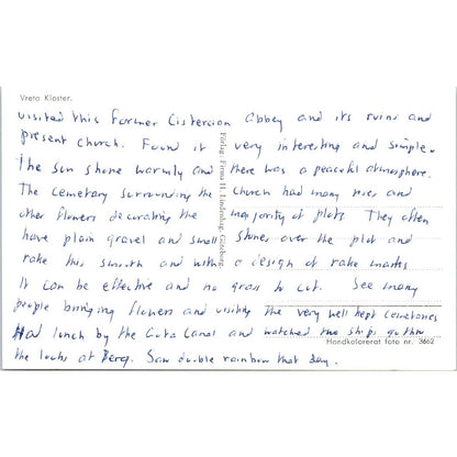 Vreta Kloster Original Postcard TK1-21