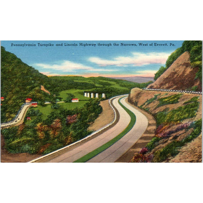 Vintage Postcard Pennsylvania Turnpike & Lincoln Highway Everett PA TD8-P2