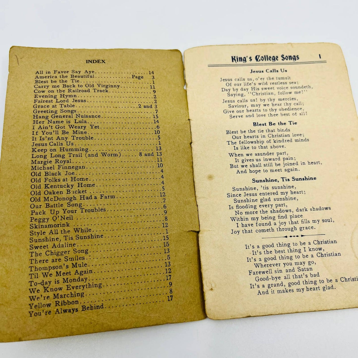 1920s King’s College Songs Christian Sunday School Song Book Maryland D5