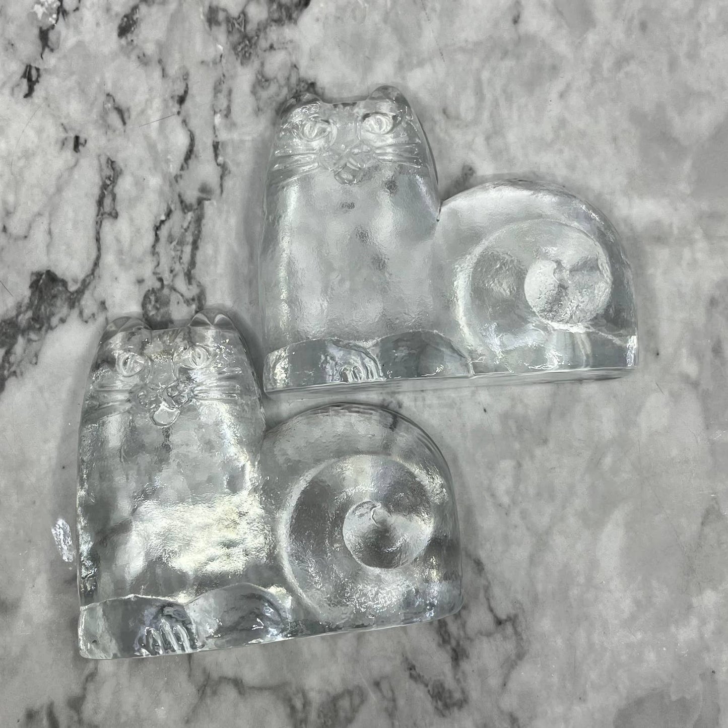 Lisa Larson 'Djur i Frihet', Crystal Cat Royal Krona Bookends Set of 2 TK1