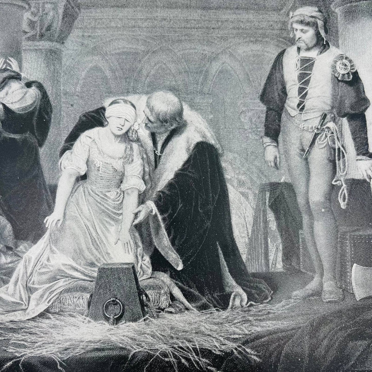 1880s Art Print Engraving Tennyson Queen Mary THE EXECUTION OF LADY JANE GREY