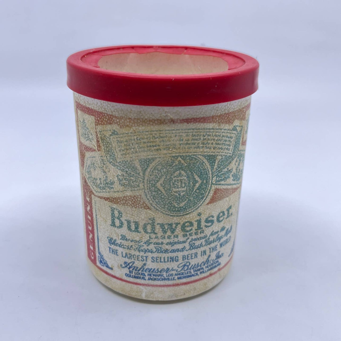 Vintage 80s Budweiser Beer Lager Can Koozie Coozie Foam Styrofoam TF6