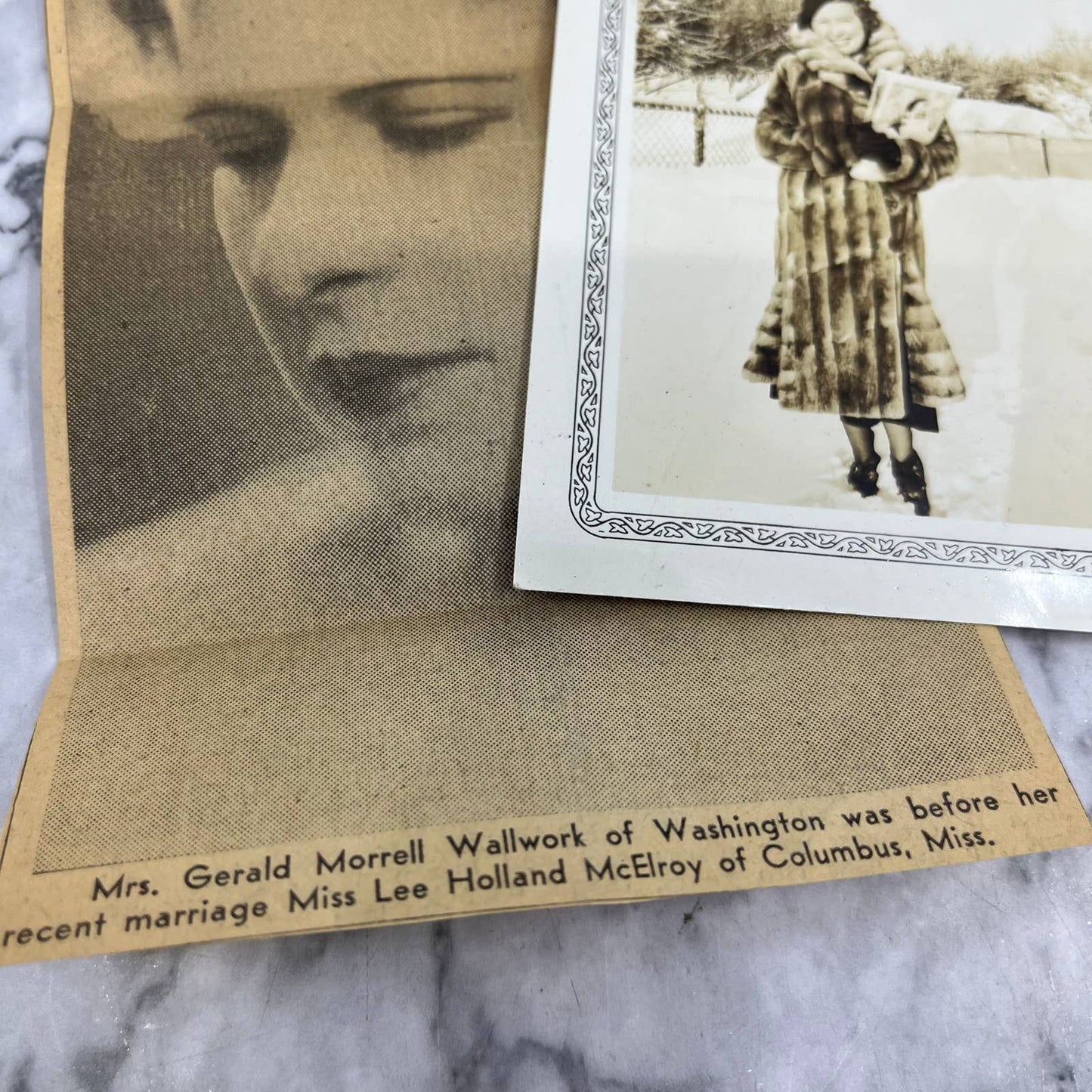 1934 Photo & Article Mrs Gerald Wallwork Lee Holland McElroy Columbus MS TJ9-PG2