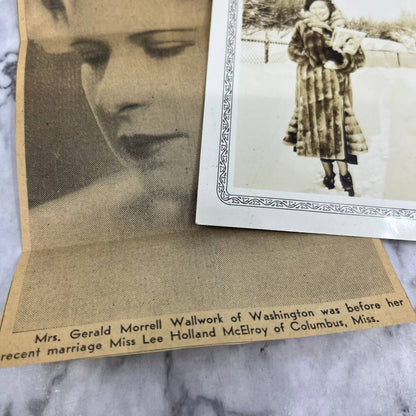 1934 Photo & Article Mrs Gerald Wallwork Lee Holland McElroy Columbus MS TJ9-PG2