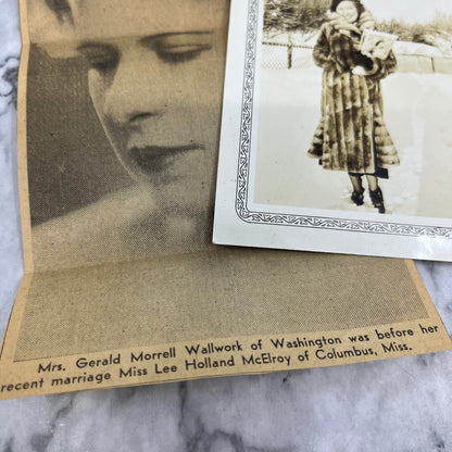 1934 Photo & Article Mrs Gerald Wallwork Lee Holland McElroy Columbus MS P4-9