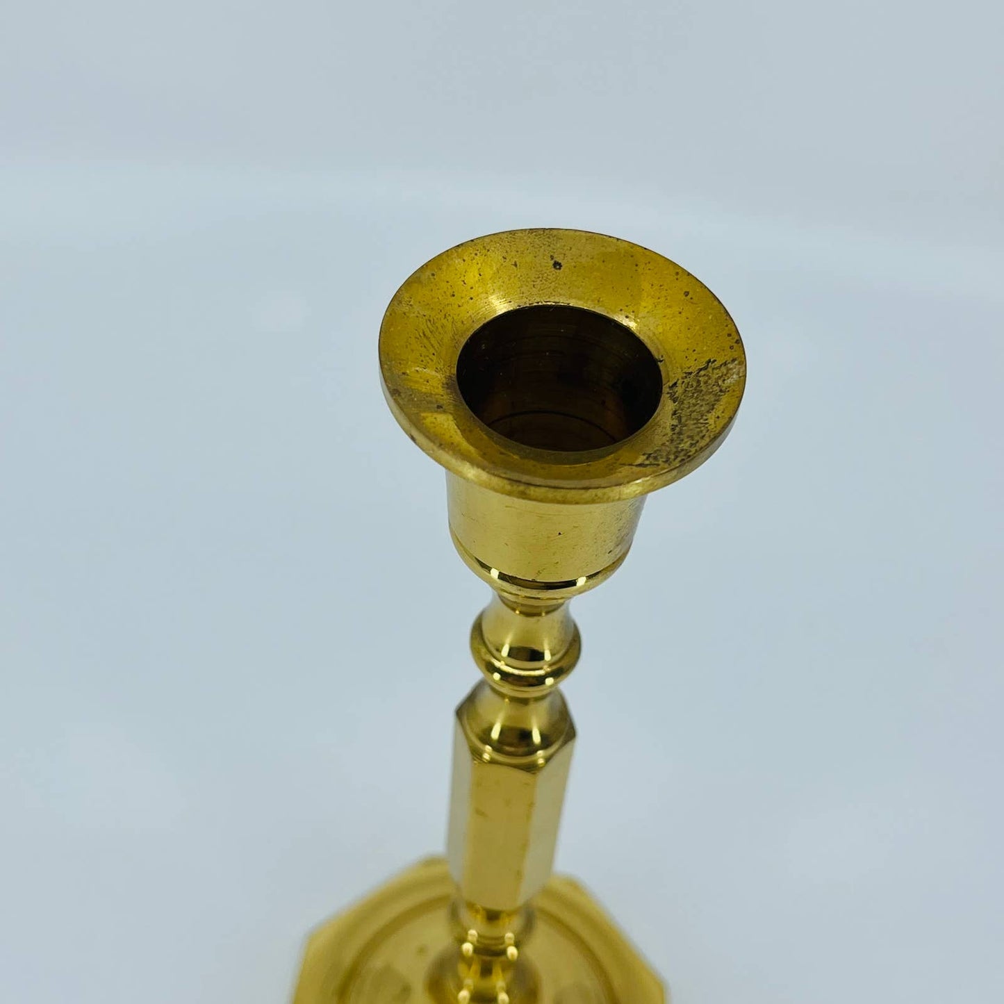 Vintage MCM 8” Brass Candlestick Heavy Hong Kong TB5