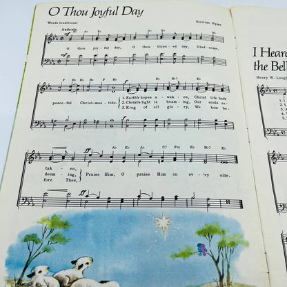 1950s-60s Christmas Carols Song Book Piano Organ Guitar Illustrated BA3