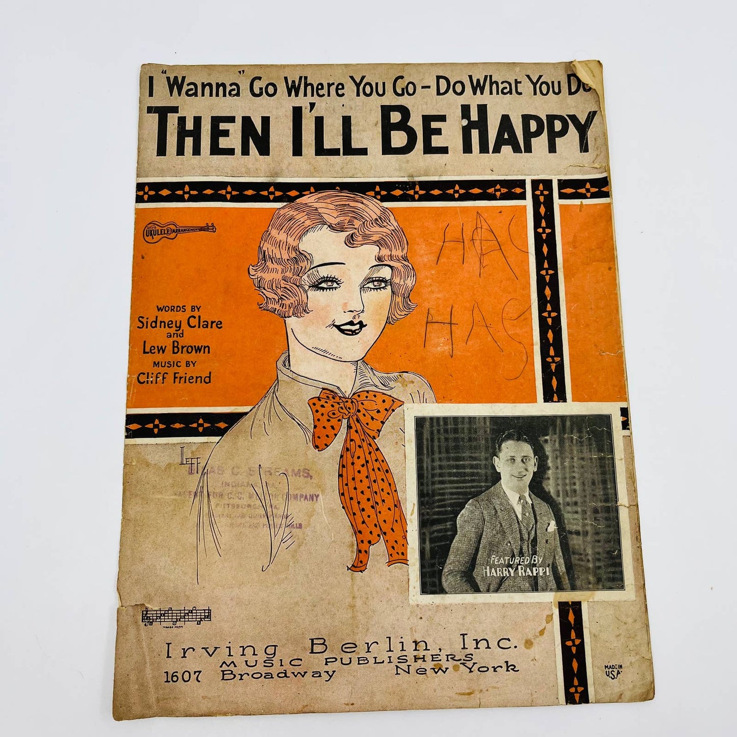 1925 Sheet Music IRVING BERLIN Then I’ll Be Happy Harry Rappi M1