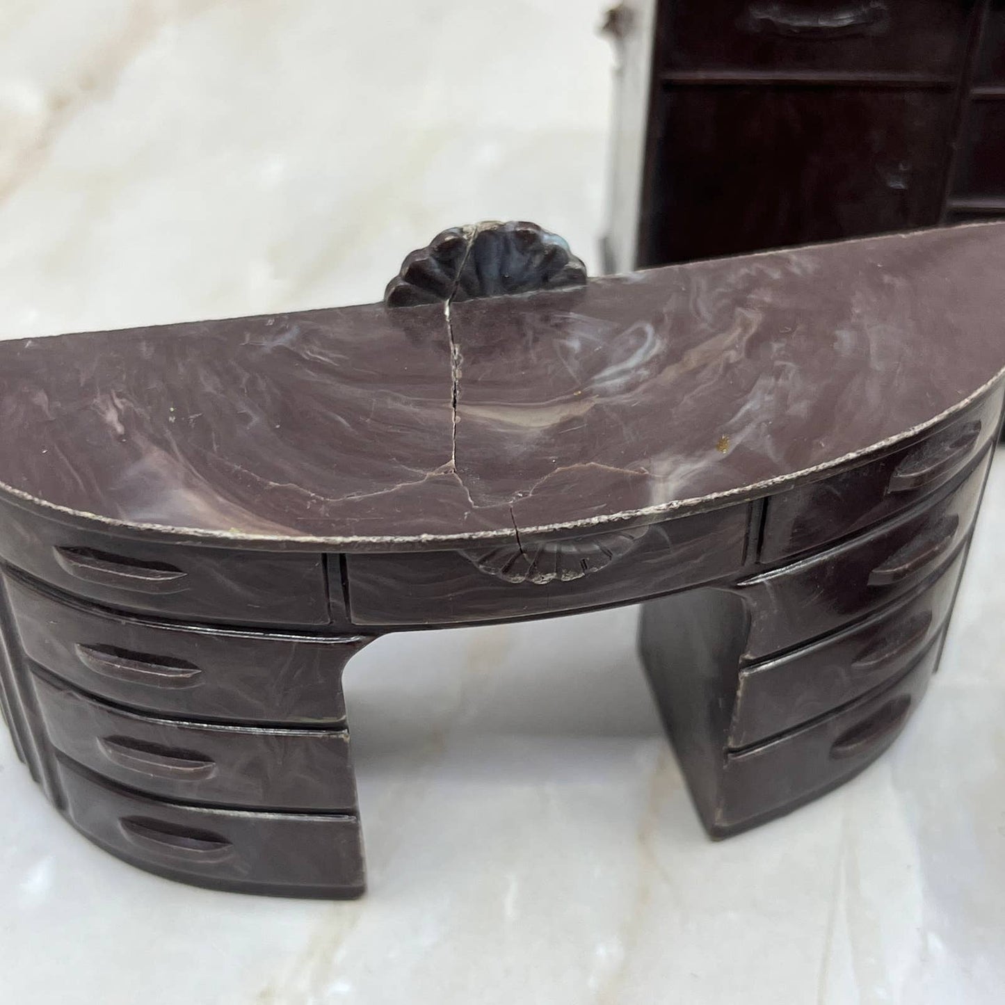 Plasco Brown Dresser Vanity Nightstand Doll House Furniture 4 Piece Lot TC5