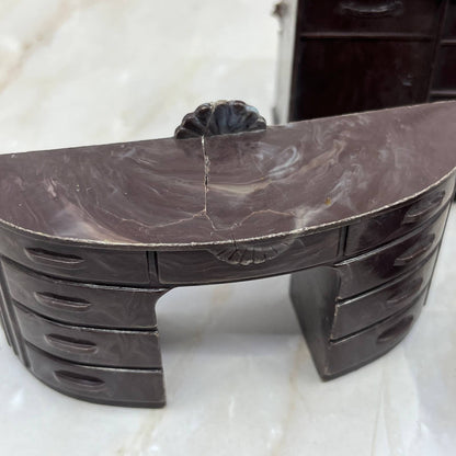 Plasco Brown Dresser Vanity Nightstand Doll House Furniture 4 Piece Lot TC5