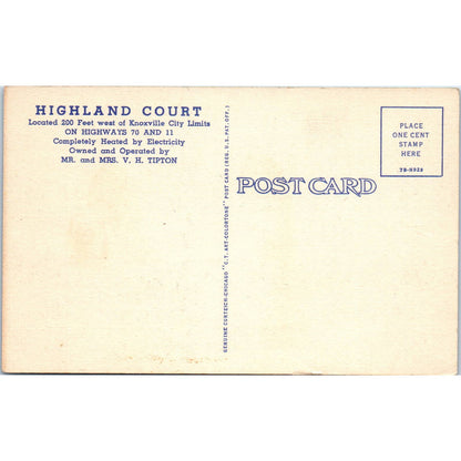 Highland Court Knoxville Tennessee V.H. Tipton - Original Postcard TJ7-RP2