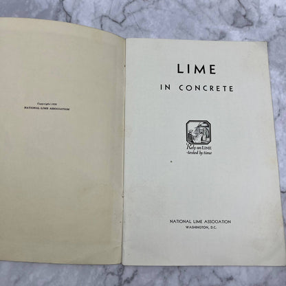 1930 Lime in Concrete Booklet H.E. Millard Lime and Stone Company TI6