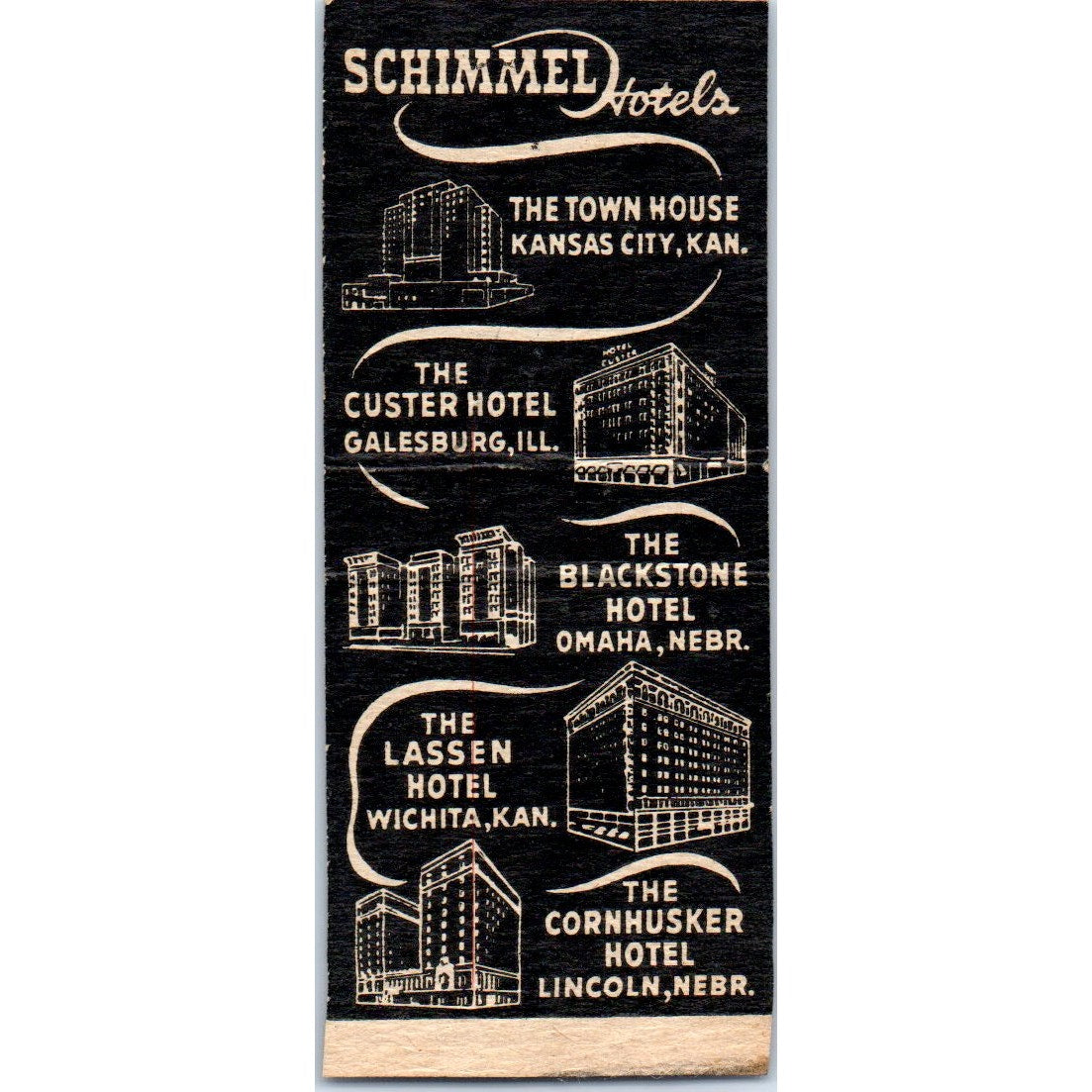 Blackstone Hotel Plush Horse Room Omaha NE Advertising Matchbook Cover MM9-4