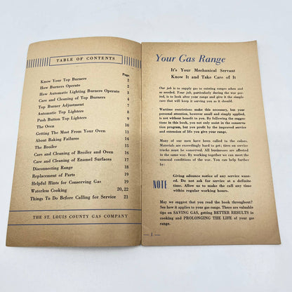 1940s The Gas Range Book - St. Louis Gas Company Booklet TF7