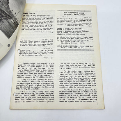 1975 March Chesapeake and Ohio Historical Newsletter C&O RR Thomas Dixon WV M1-2