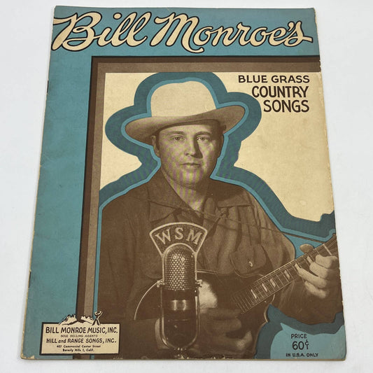 1950 Bill Monroe's Blue Grass Country  Songs Book TG4