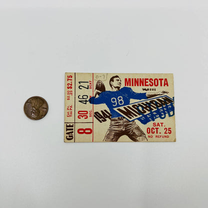 1941 Michigan vs Minnesota College Football Ticket Stub 46-21 AA2